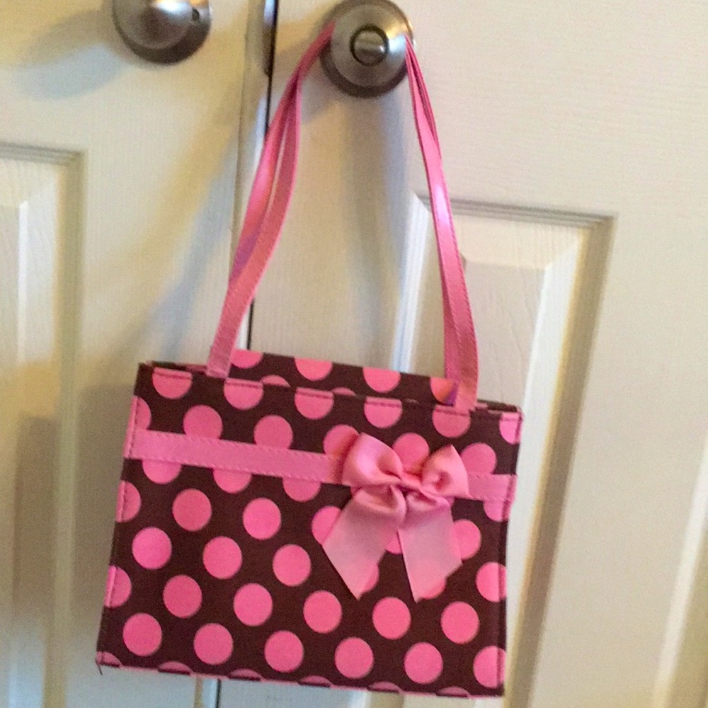 Pink and Brown polkadotted handbag